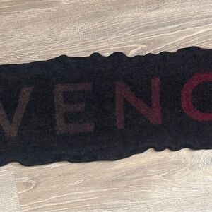 Givenchy Black and Dark Red Logo Scarf